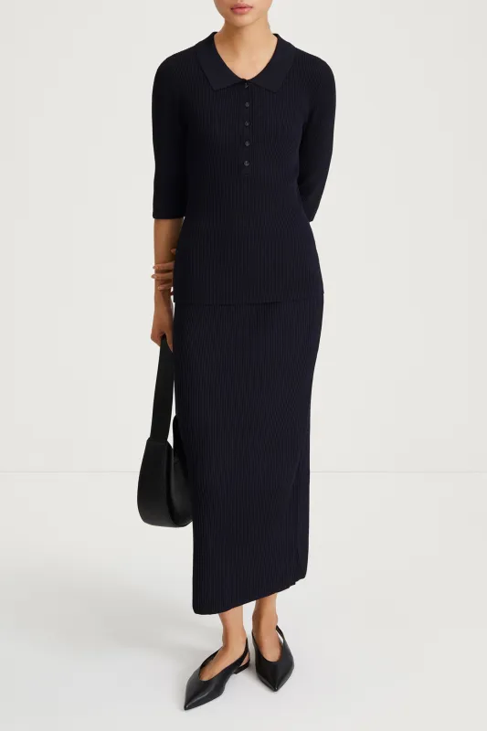 POMEROLA SKIRT - NAVY made by Stylein