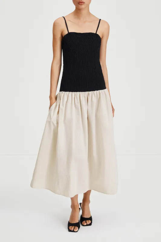 MARTELLI DRESS - BLACK / BEIGE STRIPE made by Stylein