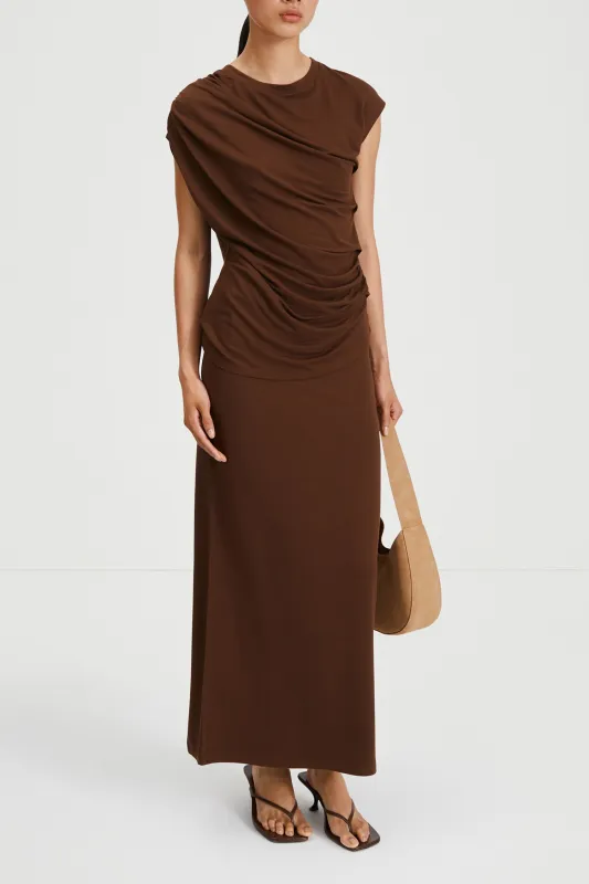 CLAUDI LONG SKIRT - CACAO made by Stylein