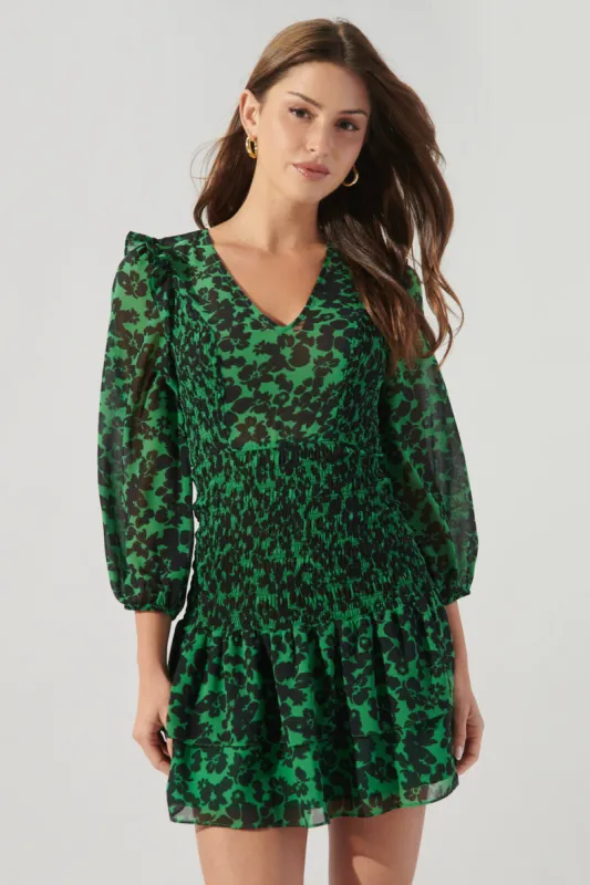 Shego Floral Smocked Drop Waist Mini Dress sold by Sugarlips