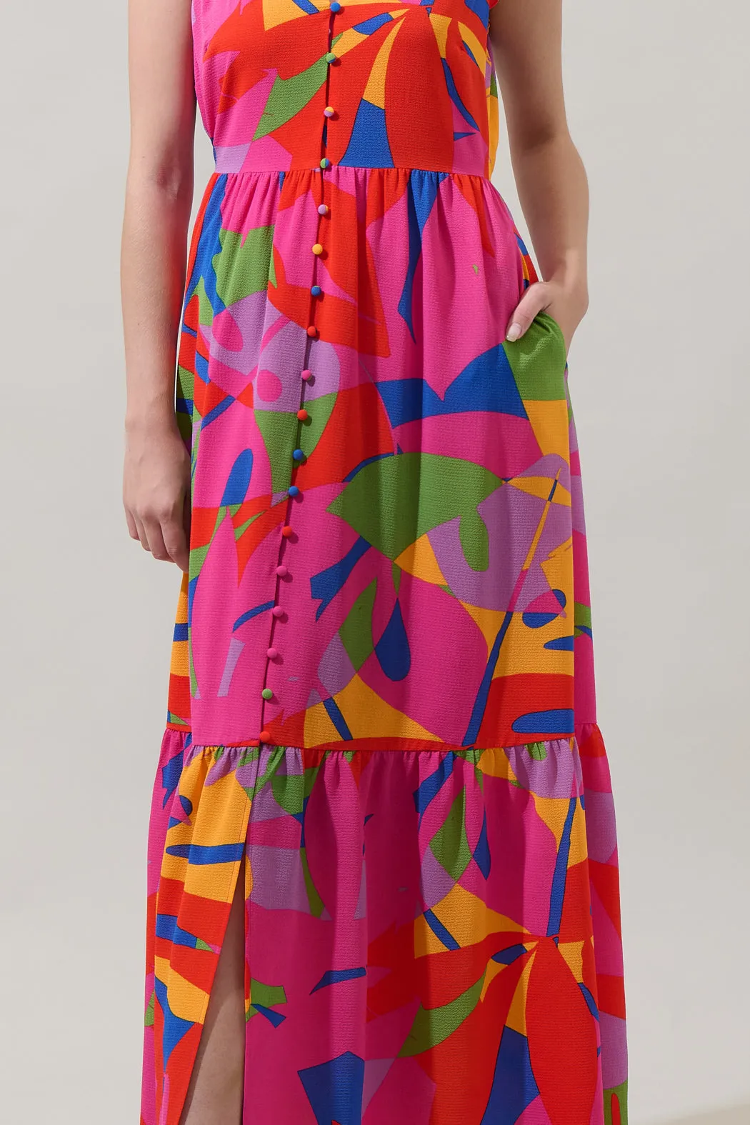 Soleil Abstract Pismo Button Down Flutter Maxi Dress sold by Sugarlips product image thumbnail 4