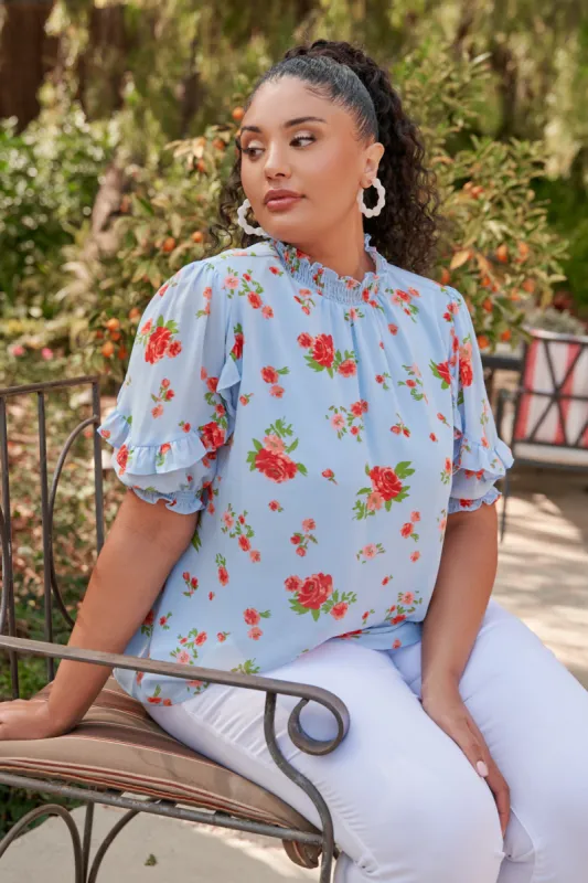 English Rose Keepsake Smocked Mock Neck Blouse Curve sold by Sugarlips
