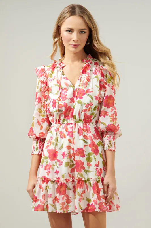 Belle Anse Floral Idra Ruffle Chiffon Dress sold by Sugarlips
