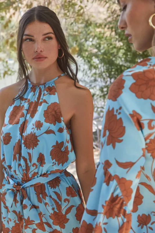 Belmont Floral Lighthearted Trapeze Jumpsuit sold by Sugarlips