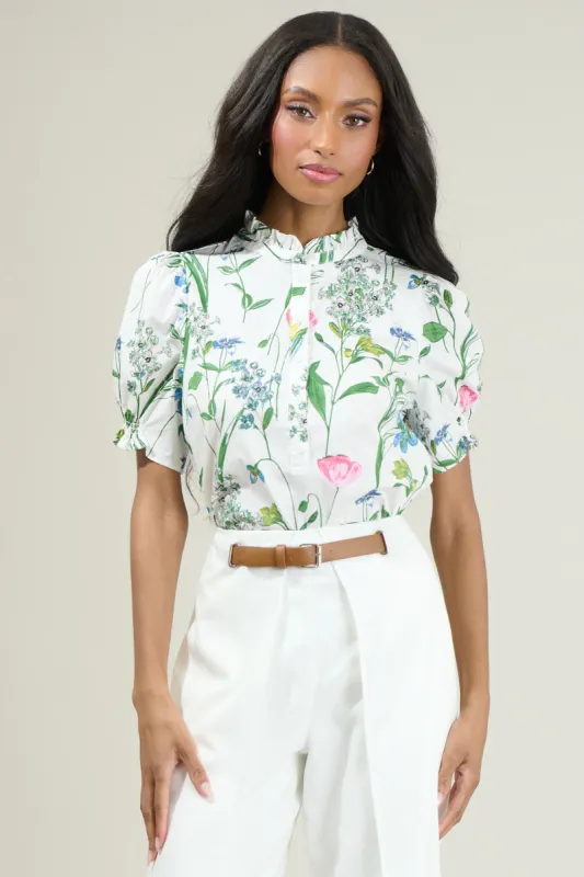 Clove Garden Floral Puff Sleeve Top sold by Sugarlips
