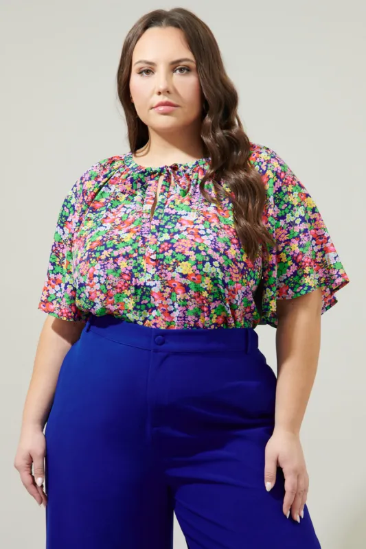 Mountain Spring Roxette Raglan Tie Neck Blouse Curve sold by Sugarlips