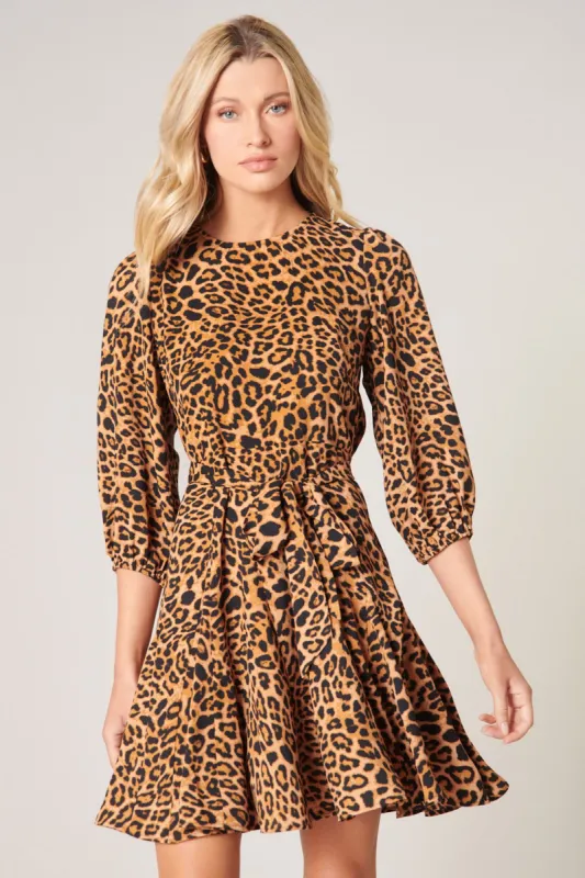 Shaina Leopard Balloon Sleeve Derby Dress sold by Sugarlips