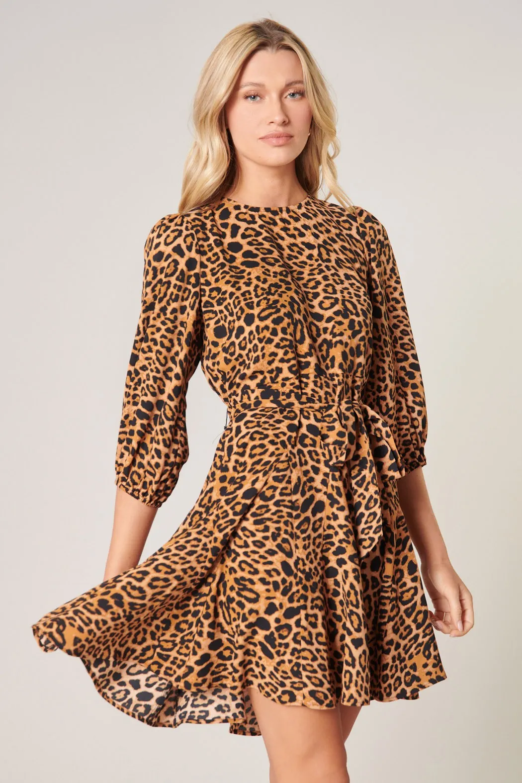 Shaina Leopard Balloon Sleeve Derby Dress sold by Sugarlips product image thumbnail 4