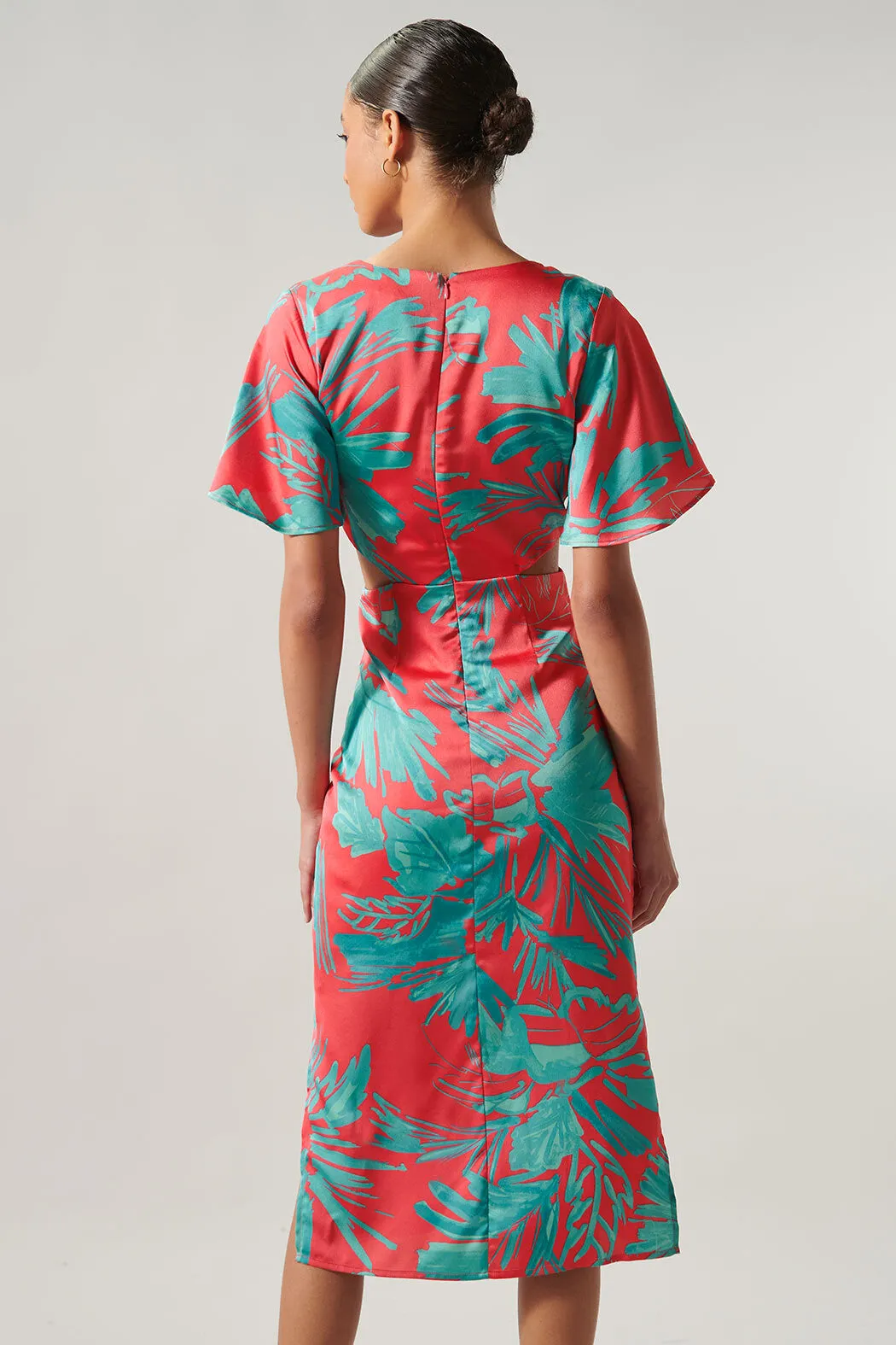 Palm Tropics Joelle Satin Front Tie Midi Dress sold by Sugarlips product image thumbnail 3