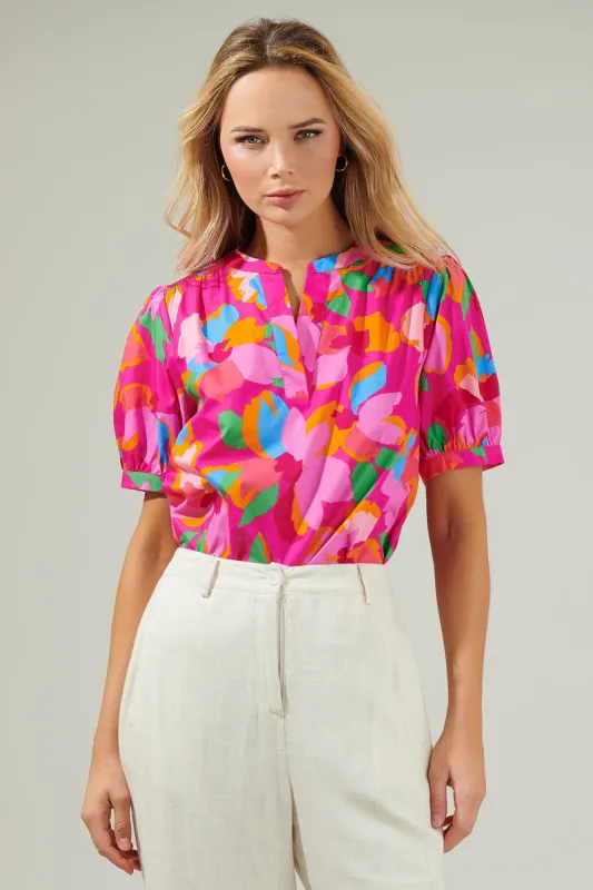 Daphne Floral Neli Split Neck Top sold by Sugarlips