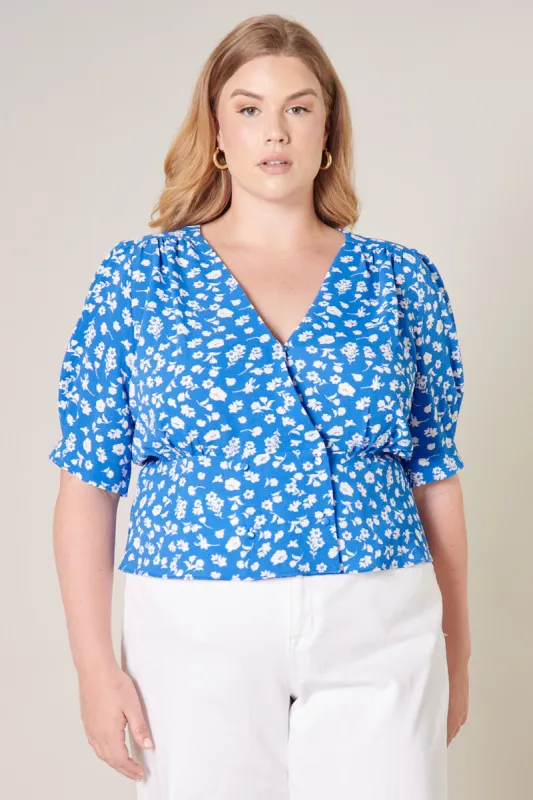 La Jolla Double Breasted Peplum Top Curve sold by Sugarlips