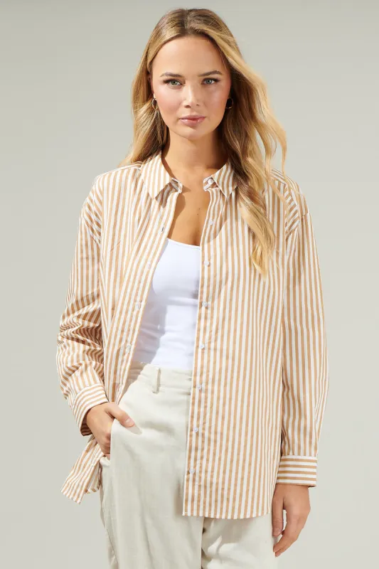Dream State Striped Oversized Button Down Shirt sold by Sugarlips