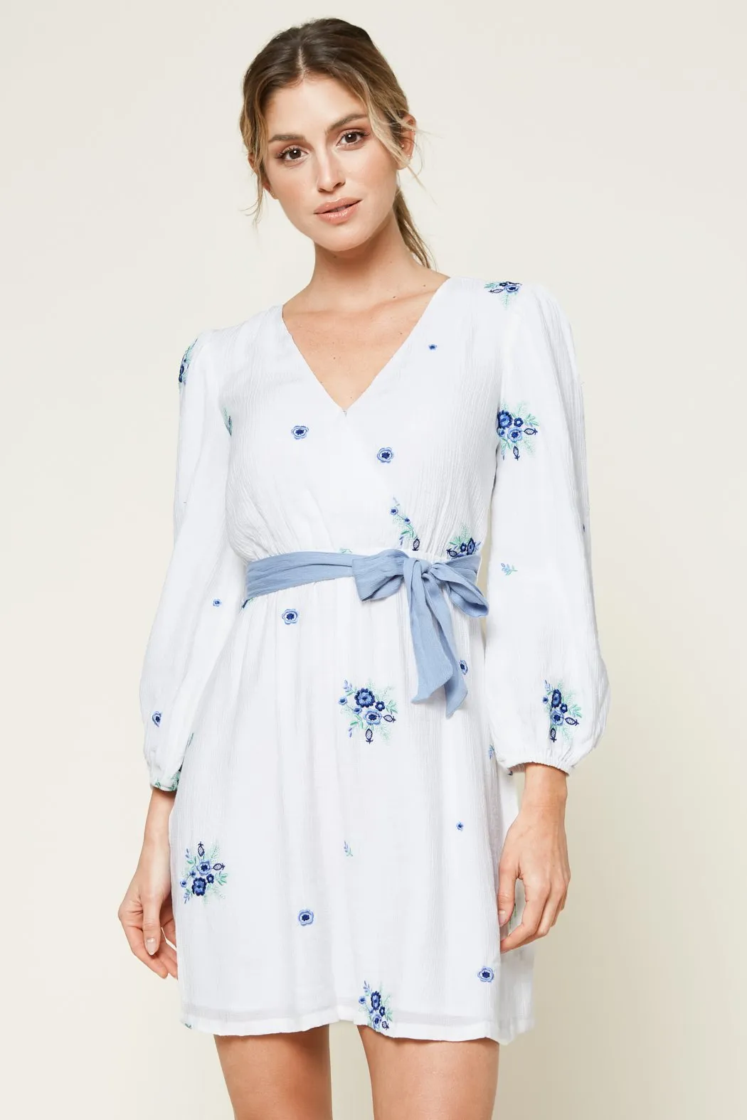 Starlight Floral Mini Wrap Dress sold by Sugarlips