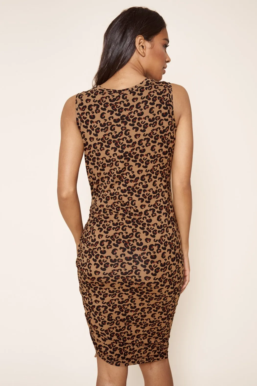 Lea Leopard Sleeveless Ruched Midi Knit Dress sold by Sugarlips product image thumbnail 2
