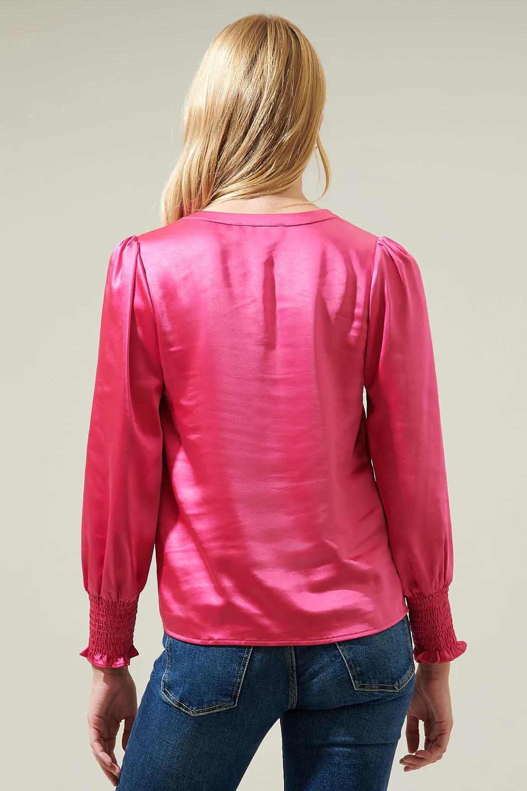 Henley Satin Long Sleeve Blouse sold by Sugarlips product image thumbnail 2