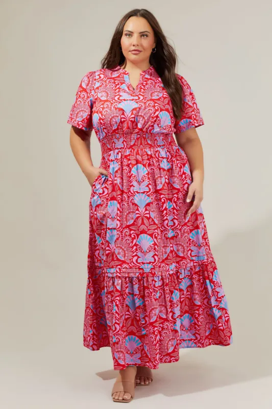 Radiant Floral Belraj Poplin Maxi Dress Curve sold by Sugarlips