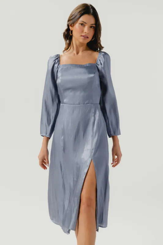 Dream Girl Square Neck Smocked Back Midi Dress sold by Sugarlips