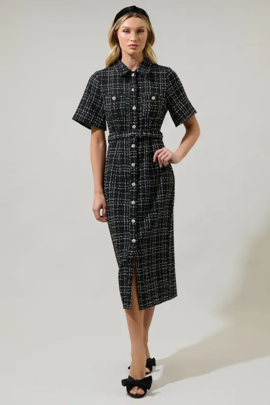 Brook Tweed Button Down Midi Dress sold by Sugarlips