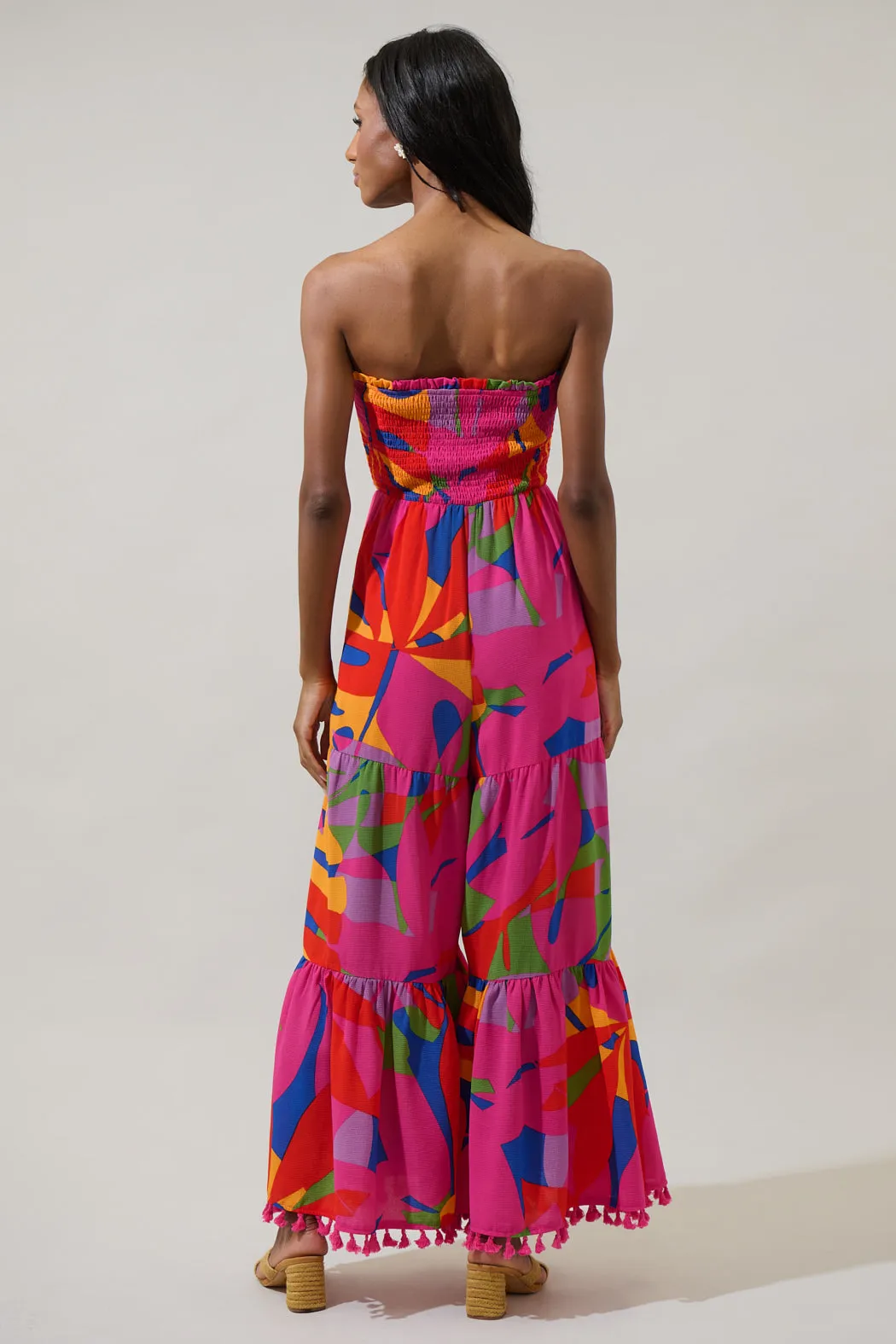 Soleil Abstract Eve Strapless Smocked Jumpsuit sold by Sugarlips product image thumbnail 2