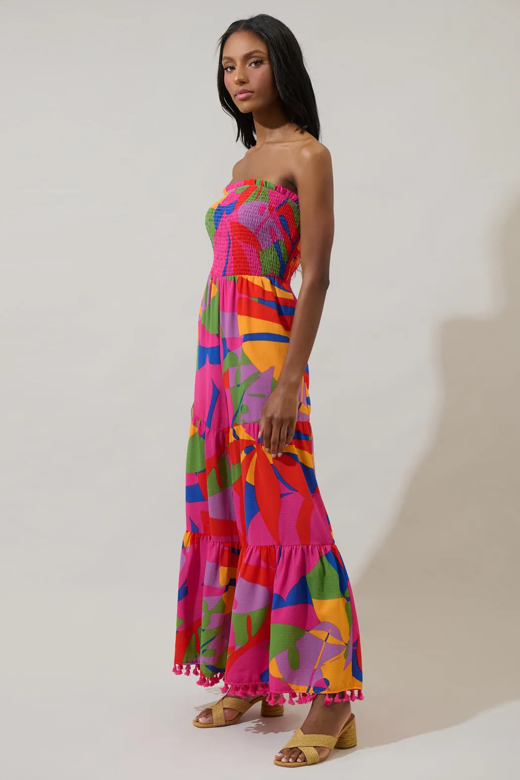 Soleil Abstract Eve Strapless Smocked Jumpsuit sold by Sugarlips product image thumbnail 3