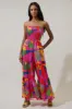 Soleil Abstract Eve Strapless Smocked Jumpsuit sold by Sugarlips