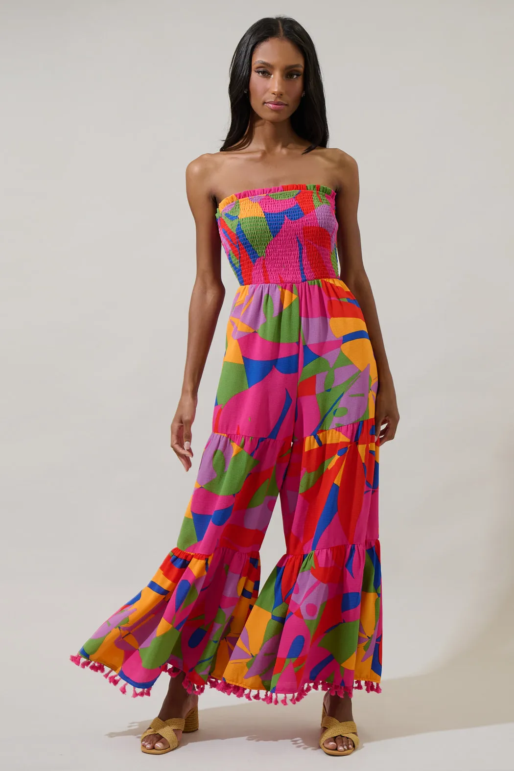 Soleil Abstract Eve Strapless Smocked Jumpsuit sold by Sugarlips product image thumbnail 4