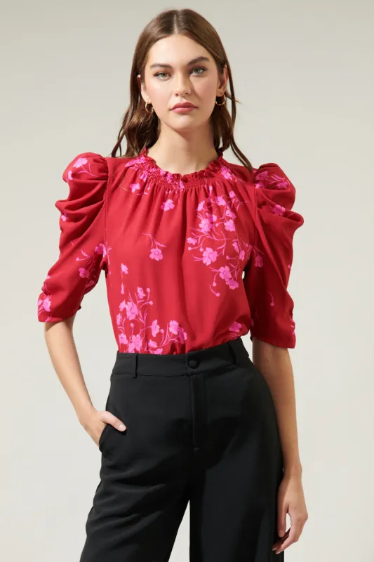 Gemma Floral Drape Sleeve Top sold by Sugarlips