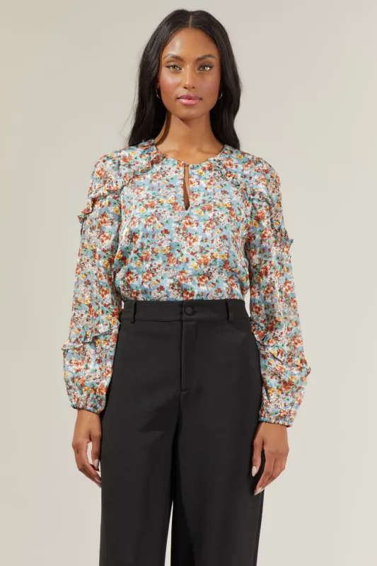 Cindy Floral Long Sleeve Blouse sold by Sugarlips