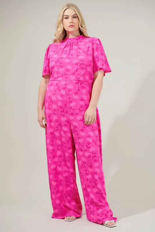 Clever Floral Mock Neck Wide Leg Jumpsuit Curve sold by Sugarlips