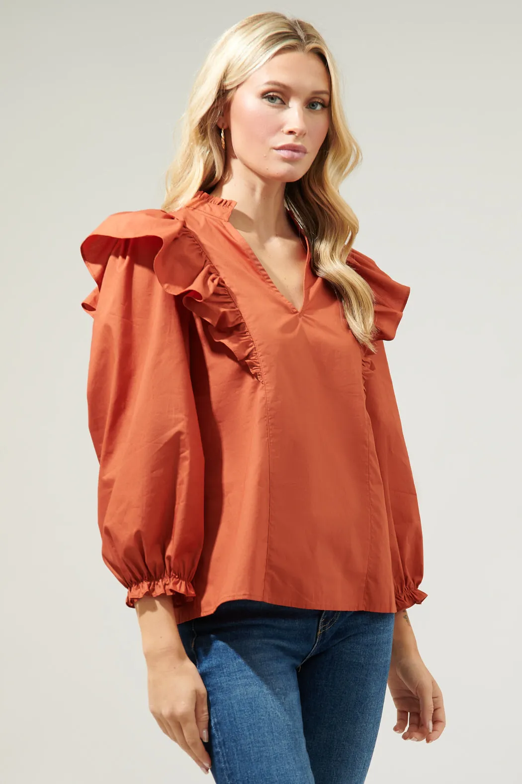 Grayson Ruffle Split Neck Top sold by Sugarlips product image thumbnail 3