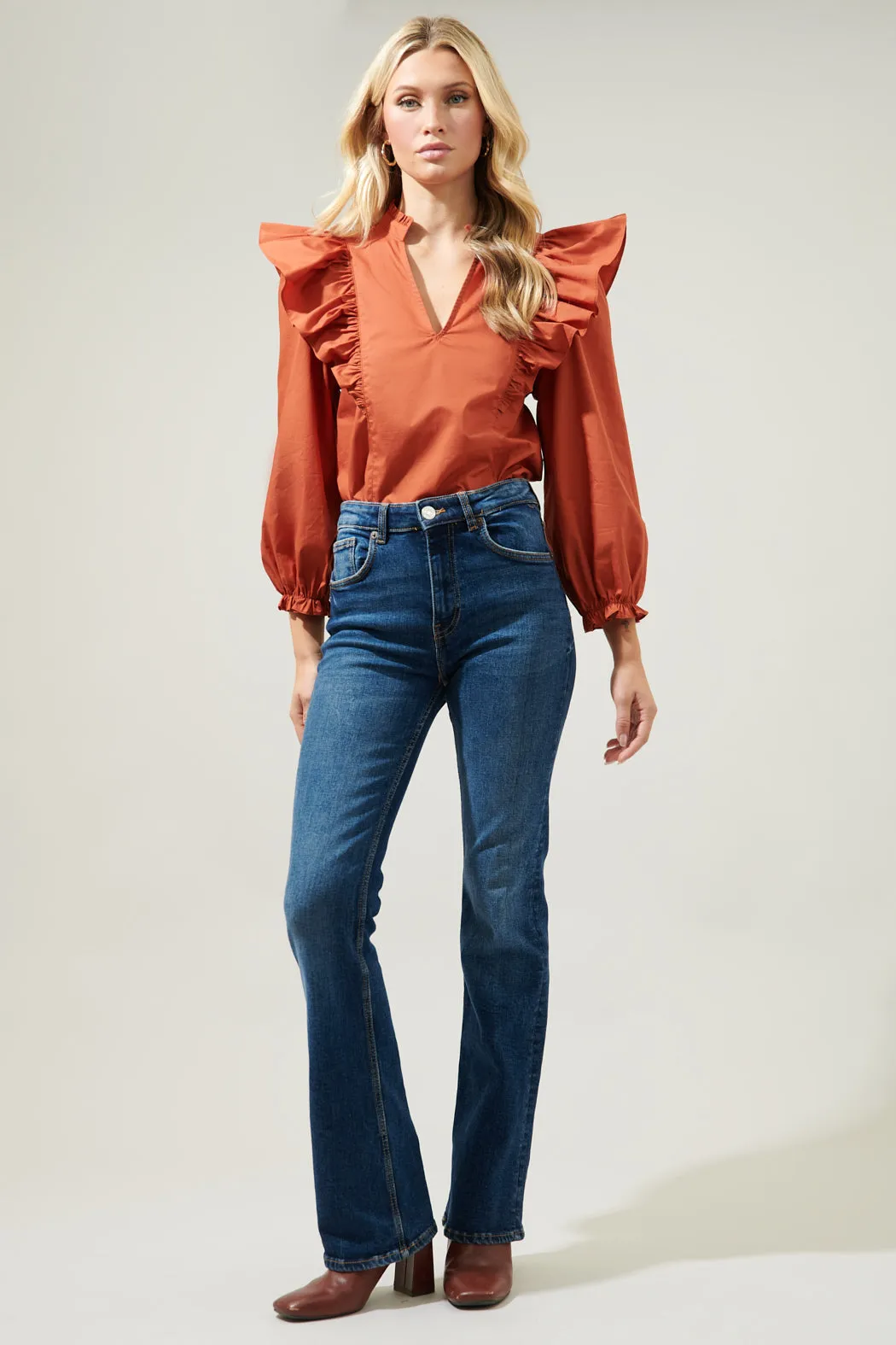 Grayson Ruffle Split Neck Top sold by Sugarlips product image thumbnail 4