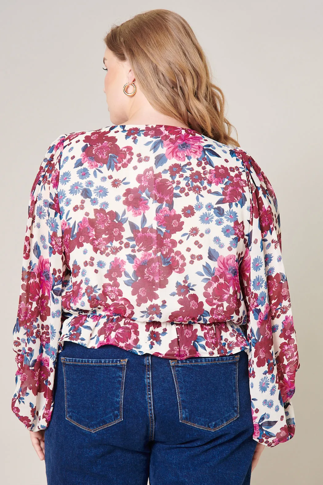 Monique Floral Ways Balloon Sleeve Blouse Curve sold by Sugarlips product image thumbnail 2