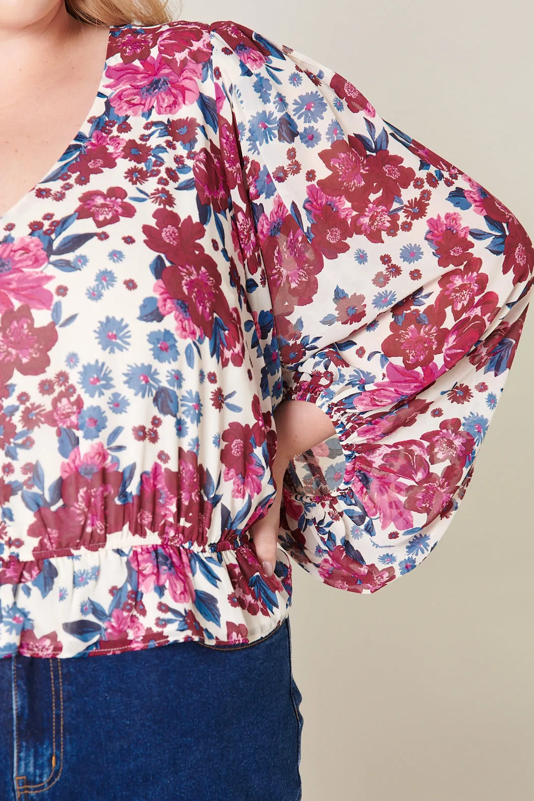 Monique Floral Ways Balloon Sleeve Blouse Curve sold by Sugarlips product image thumbnail 5