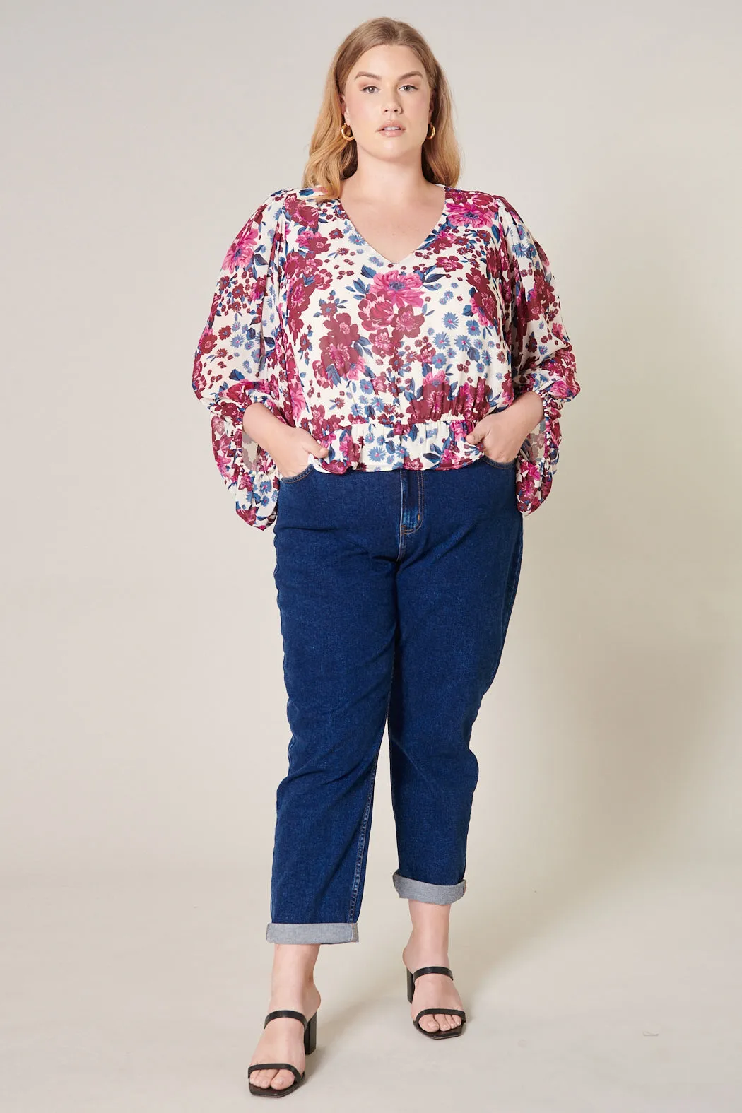 Monique Floral Ways Balloon Sleeve Blouse Curve sold by Sugarlips product image thumbnail 4