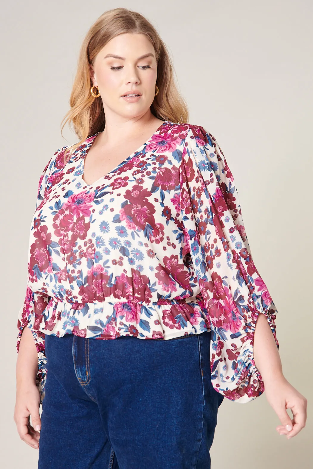 Monique Floral Ways Balloon Sleeve Blouse Curve sold by Sugarlips product image thumbnail 3