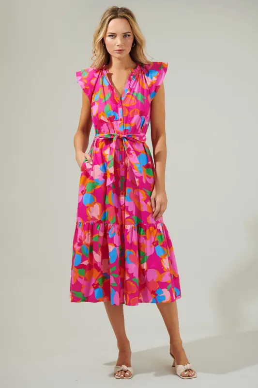 Daphne Floral Dynamite Button Midi Dress sold by Sugarlips