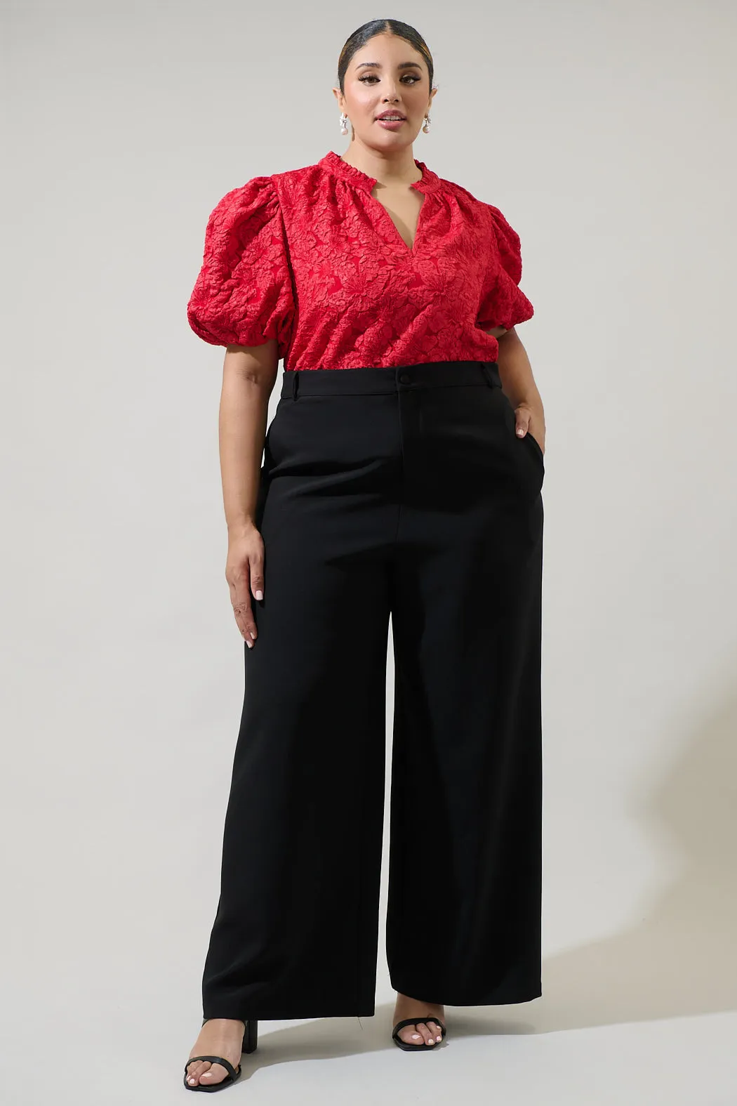 Arielle Jacquard Split Neck Top Curve sold by Sugarlips product image thumbnail 4