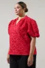 Arielle Jacquard Split Neck Top Curve sold by Sugarlips
