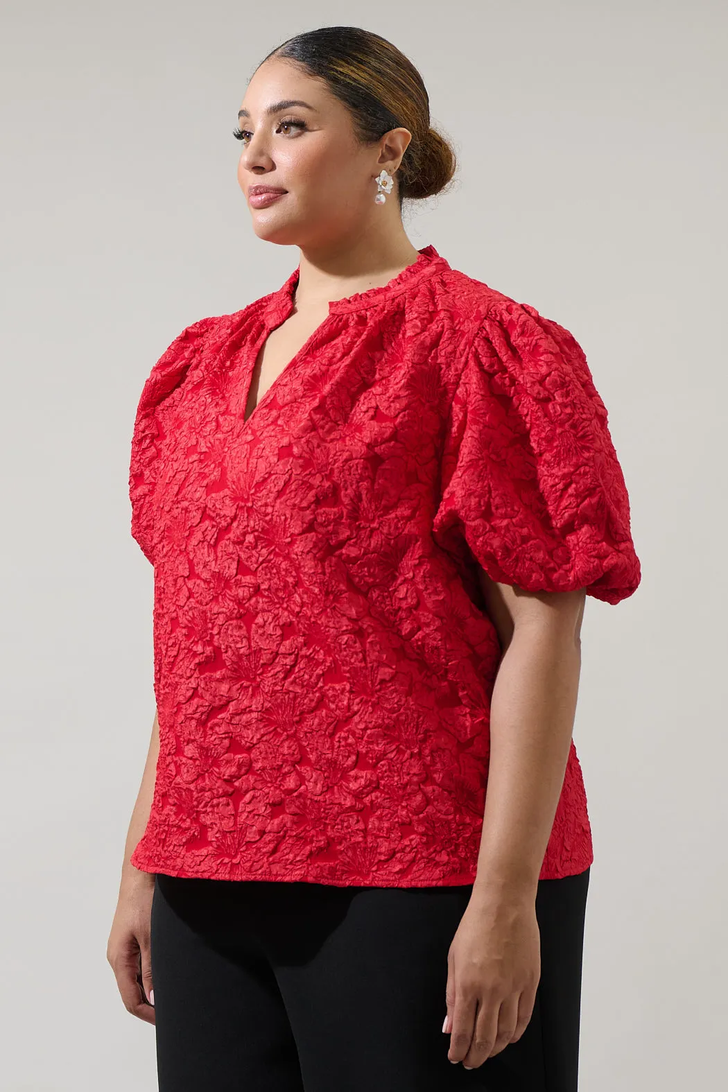 Arielle Jacquard Split Neck Top Curve sold by Sugarlips product image thumbnail 3