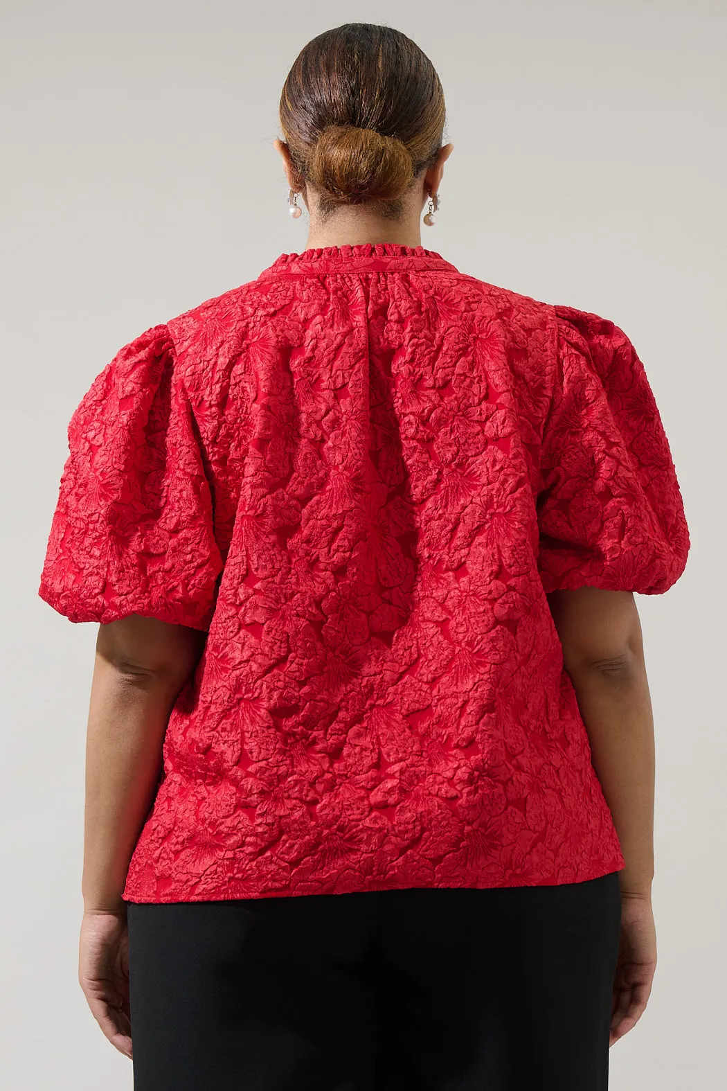 Arielle Jacquard Split Neck Top Curve sold by Sugarlips product image thumbnail 2