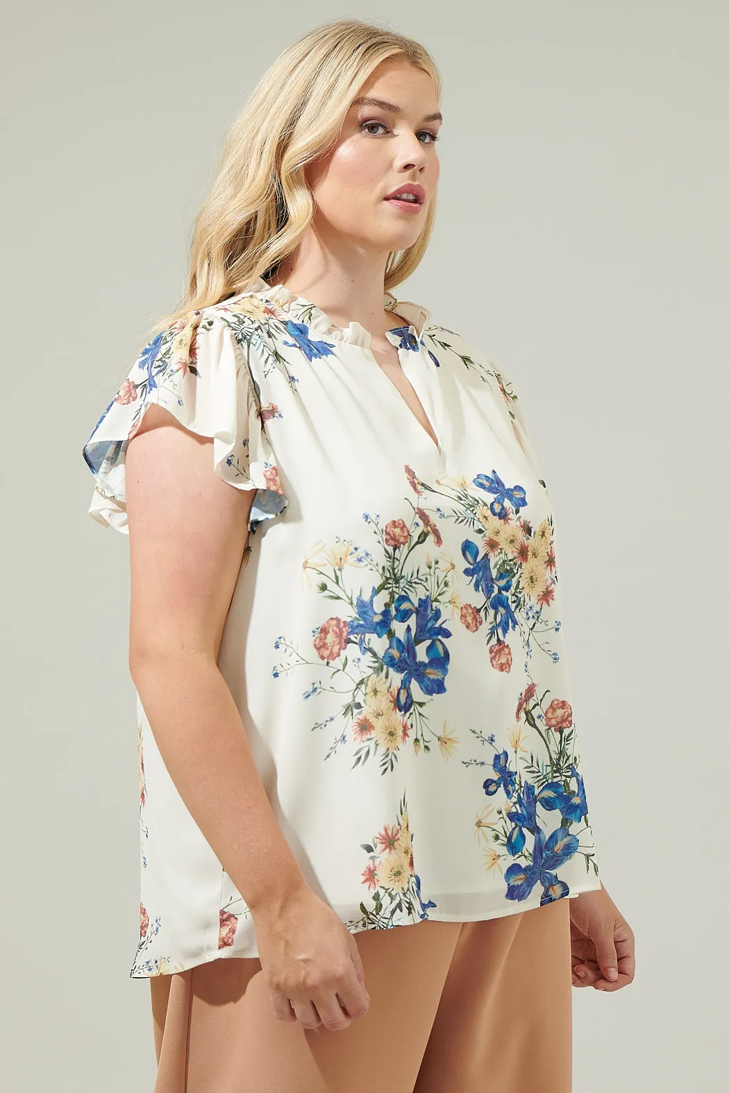 Jacinta Floral Flutter Sleeve Blouse Curve sold by Sugarlips product image thumbnail 3
