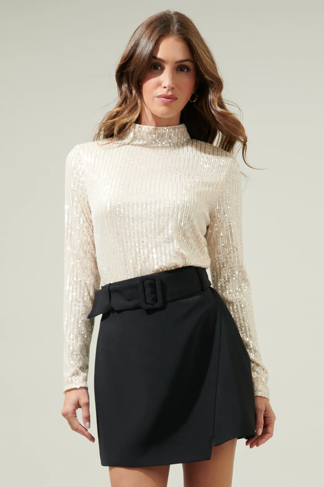 Carly Bare Sequin Long Sleeve Top sold by Sugarlips product image thumbnail 2