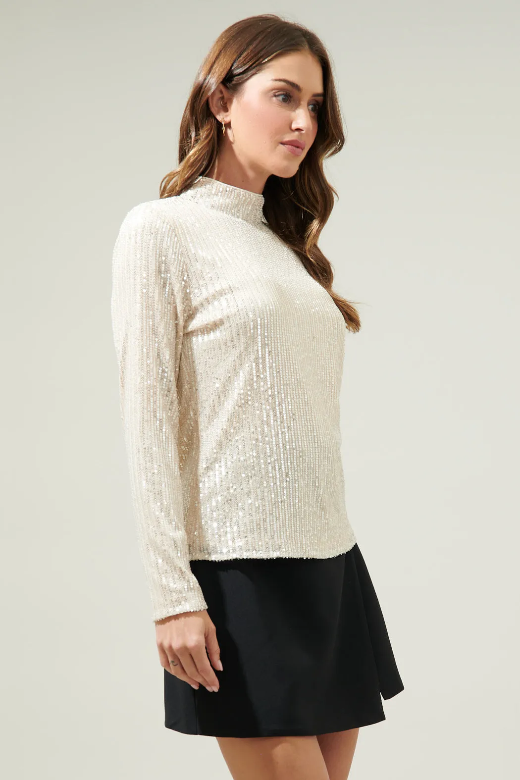 Carly Bare Sequin Long Sleeve Top sold by Sugarlips product image thumbnail 4