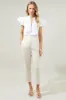 Anya Poplin Ruffle Tie Front Blouse sold by Sugarlips