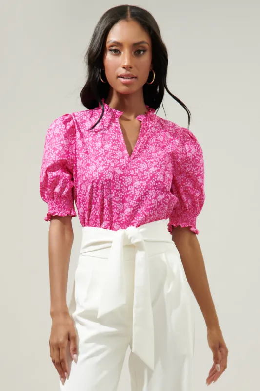 Pink Palisades Reign Split Neck Top sold by Sugarlips