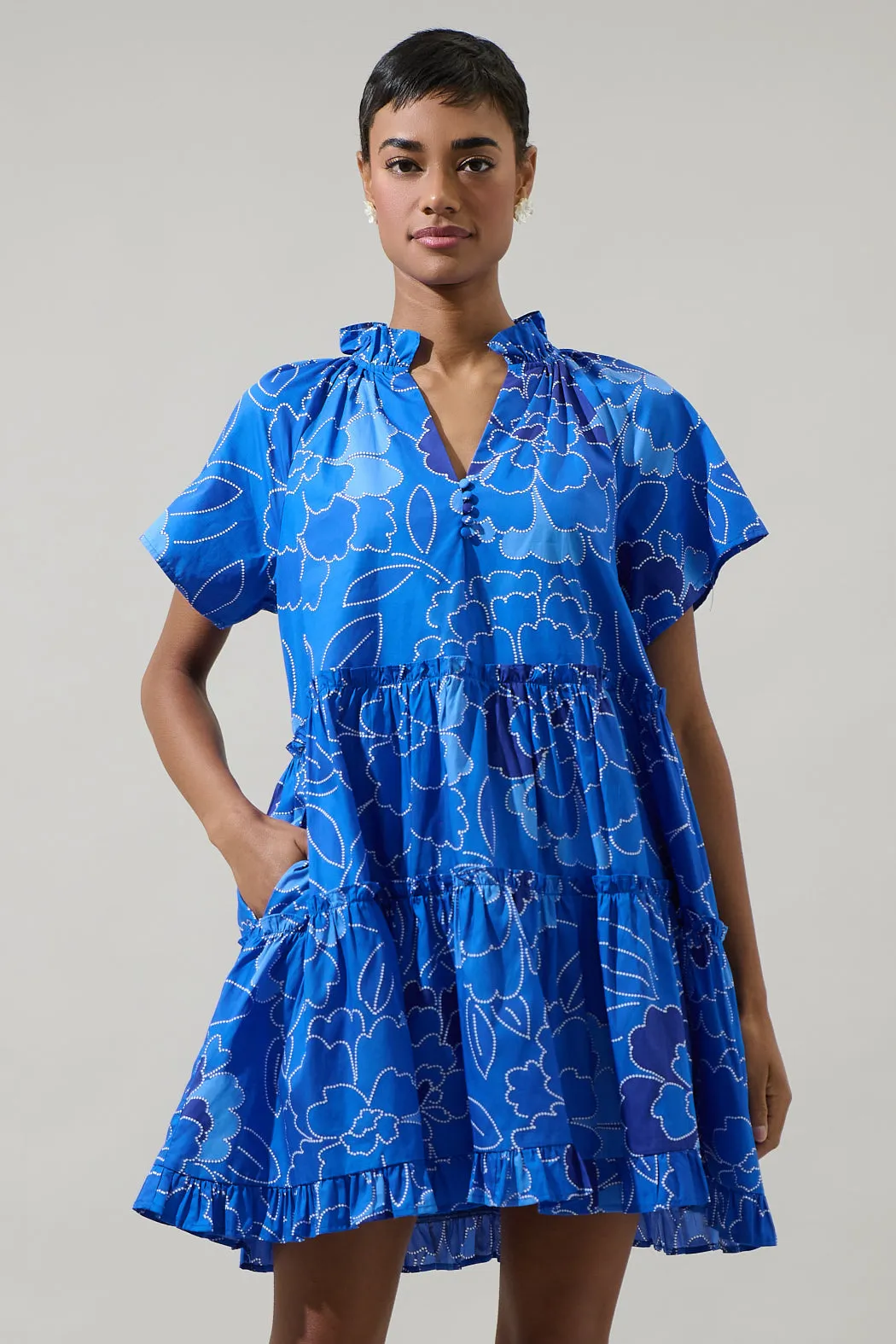 Maris Floral Pallas Poplin Tiered Mini Dress sold by Sugarlips product image thumbnail 2