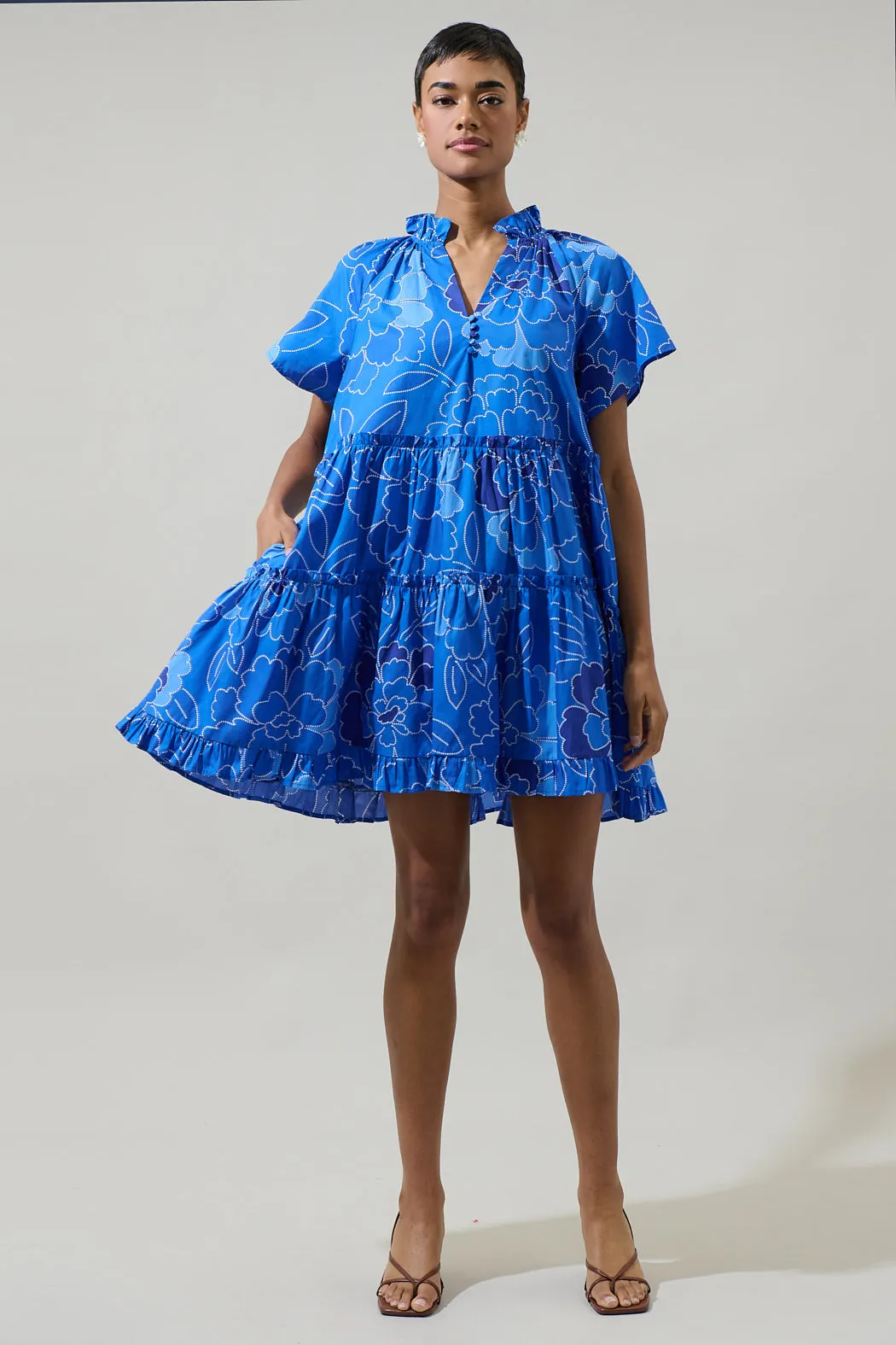 Maris Floral Pallas Poplin Tiered Mini Dress sold by Sugarlips product image thumbnail 5