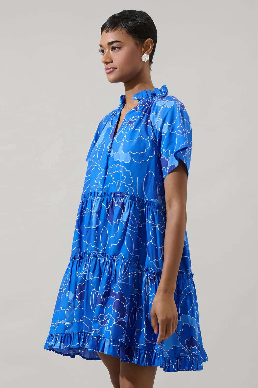 Maris Floral Pallas Poplin Tiered Mini Dress sold by Sugarlips product image thumbnail 4