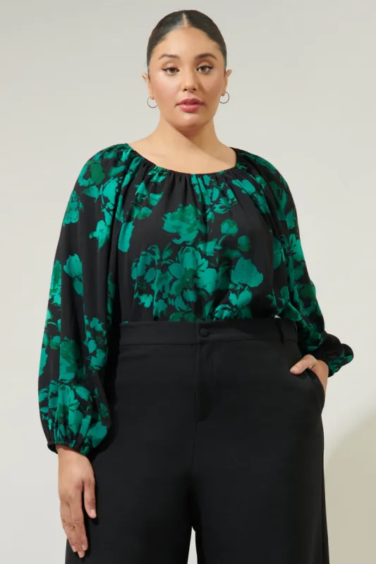 Krypton Floral Marica Balloon Sleeve Top Curve sold by Sugarlips
