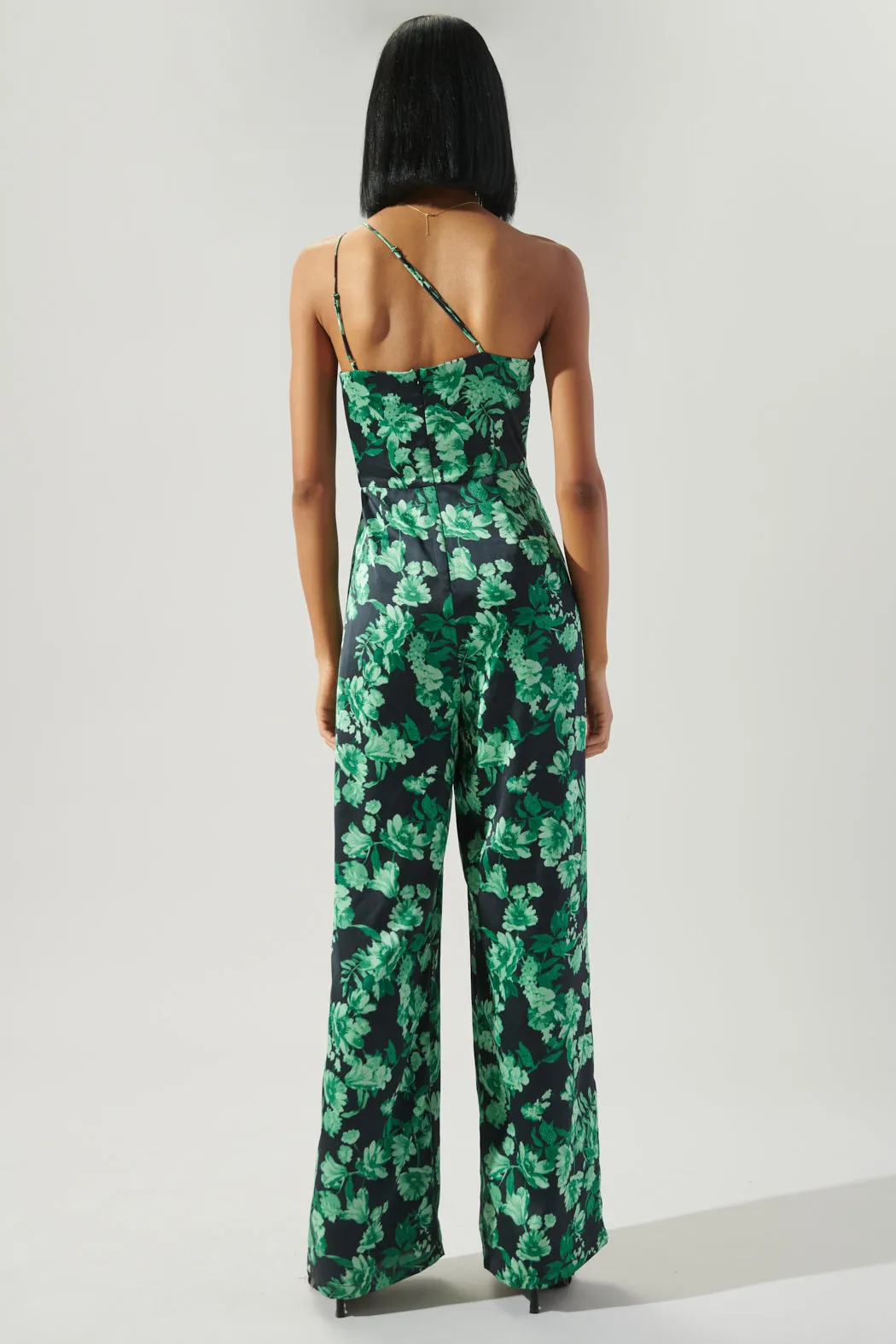 Botanica One Shoulder Le Disko Satin Jumpsuit sold by Sugarlips product image thumbnail 4
